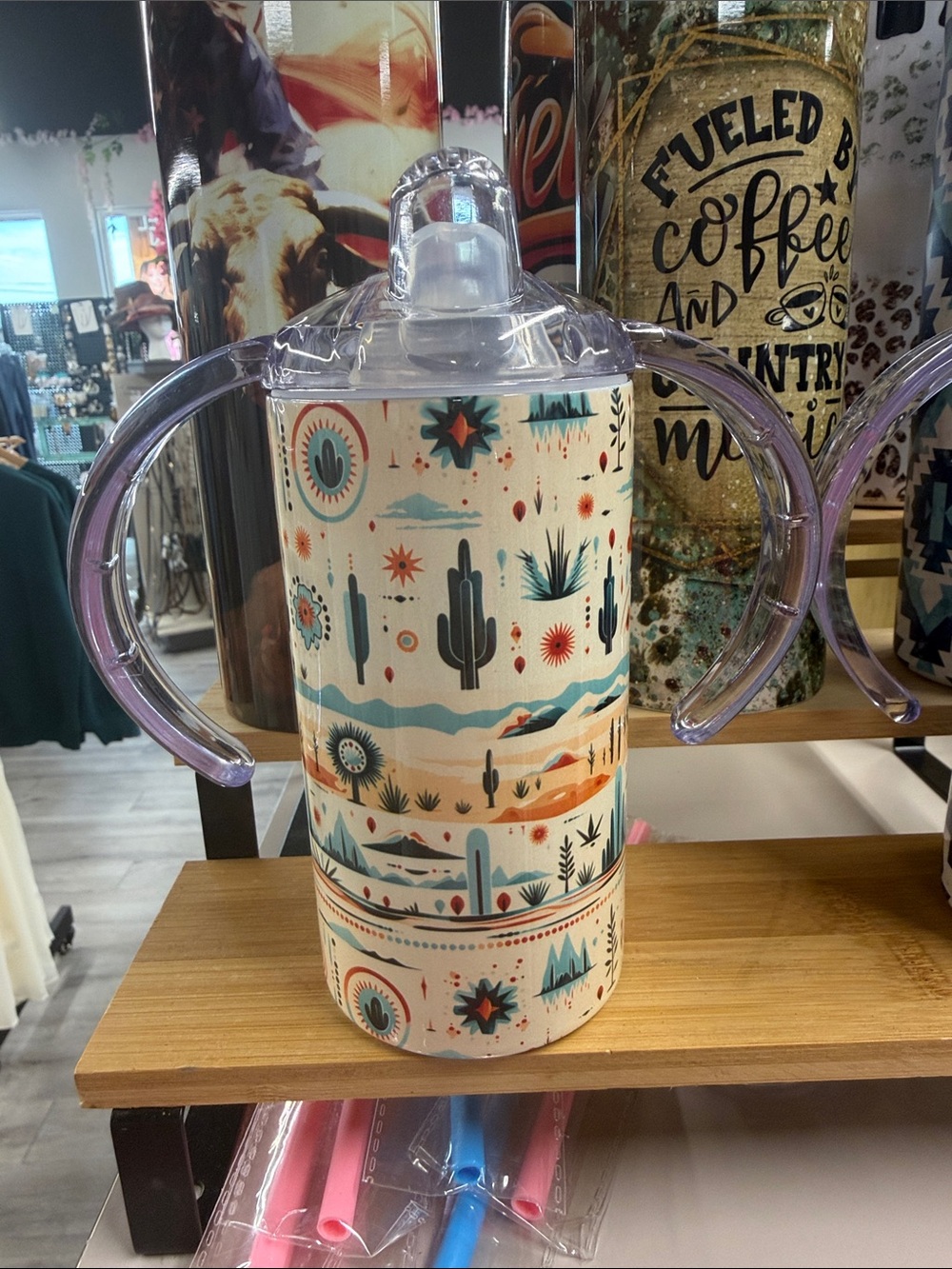 Desert Pattern Sippy Cup with clear Handles - Unbranded